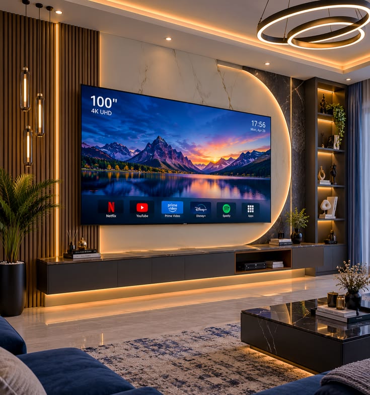 Elegant neutral living room interior with premium contemporary decor