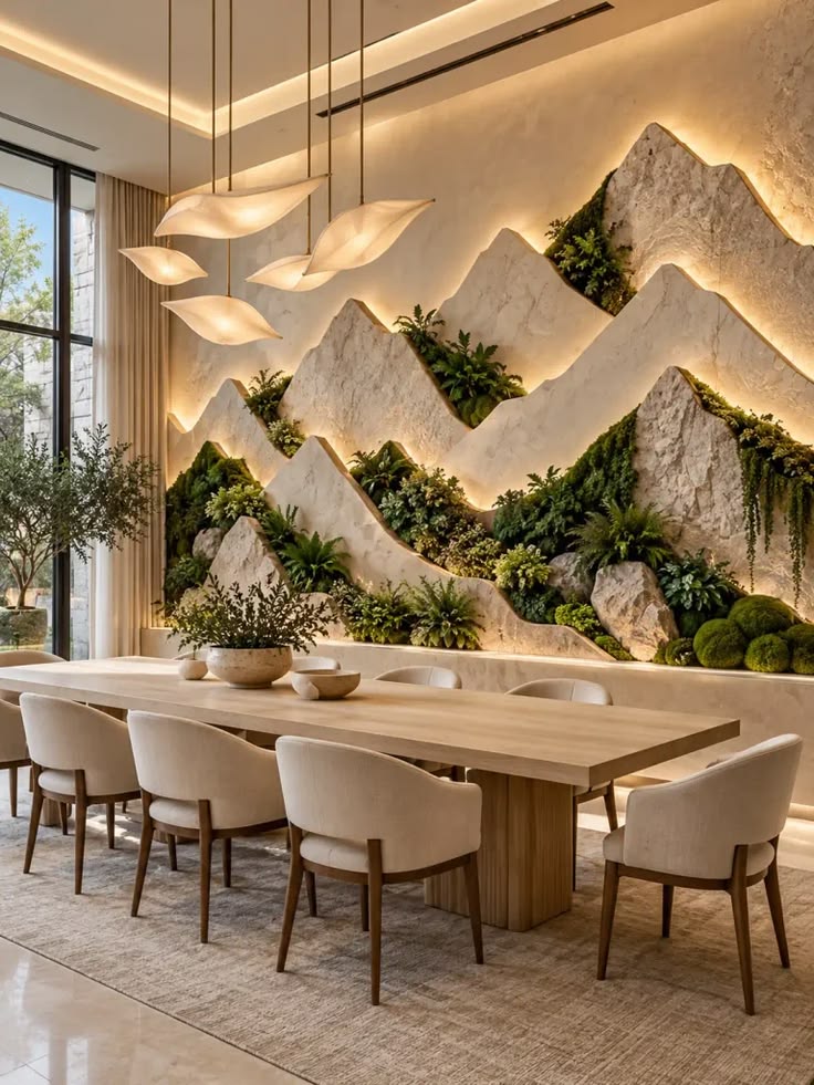 Stone-inspired PU rock panels for a modern feature wall