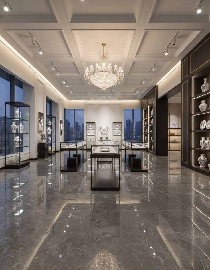 Premium contemporary interior with stylish flooring