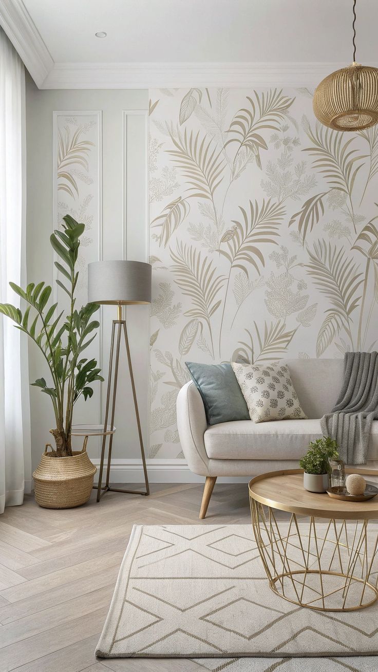 Elegant contemporary interior with decorative wall styling