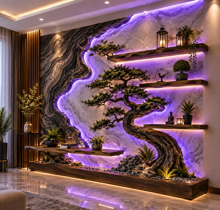 Elegant contemporary interior with premium decorative wall finishes