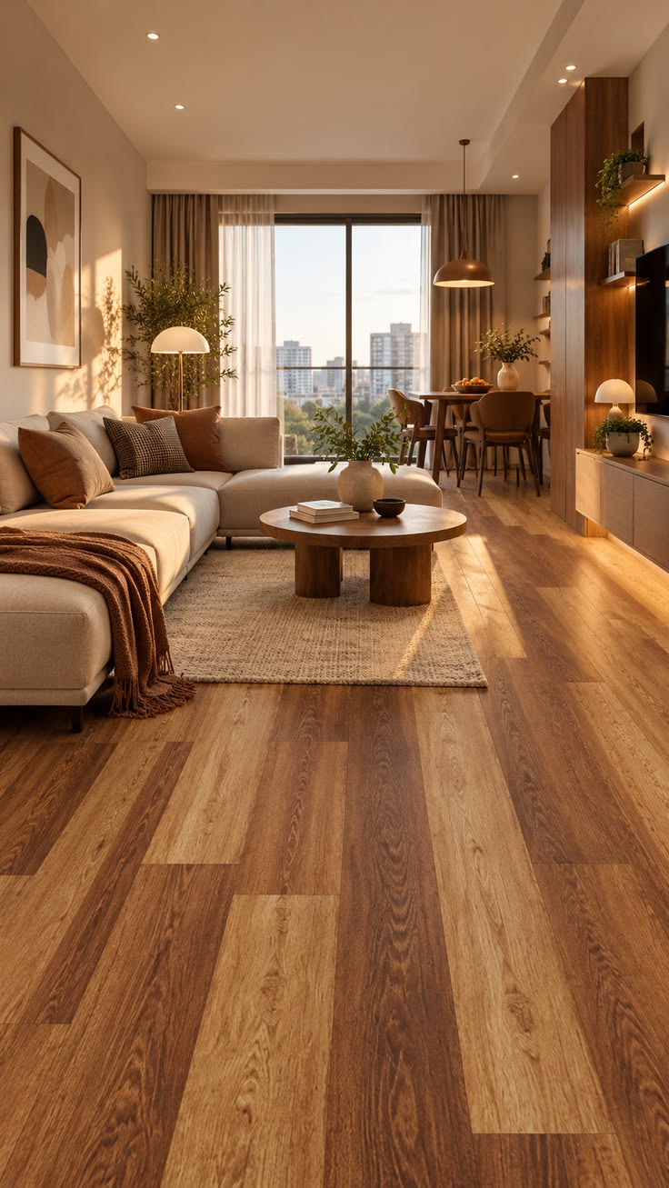 Warm wooden flooring
