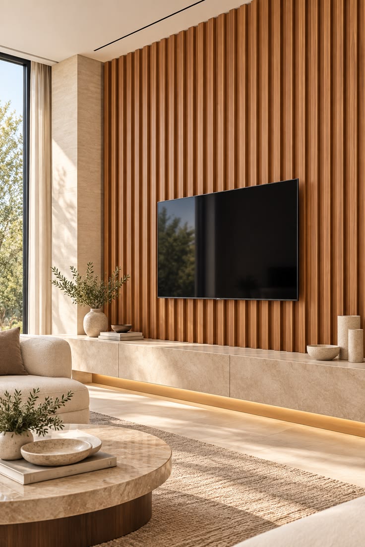 Luxury modern interior with refined decorative wall finishes
