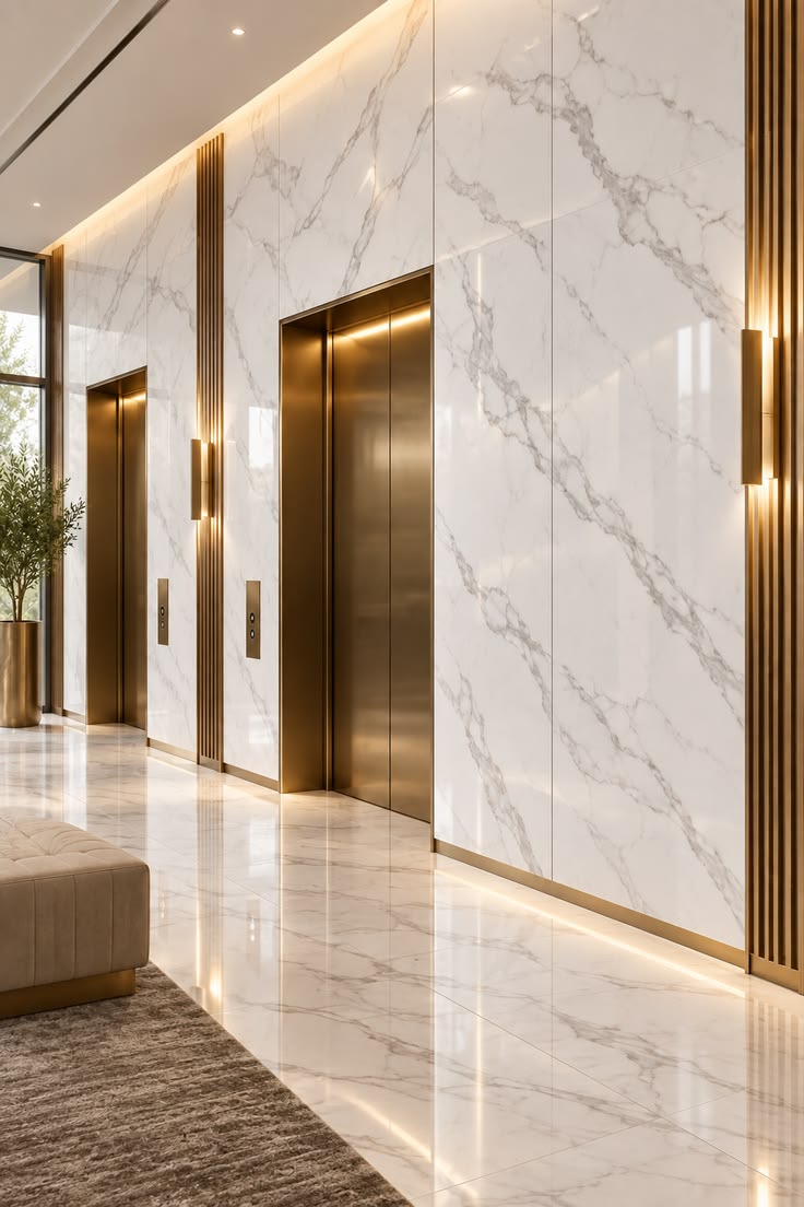 Marble-look wall finish