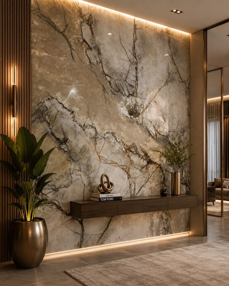 Luxury wall panels with marble effect
