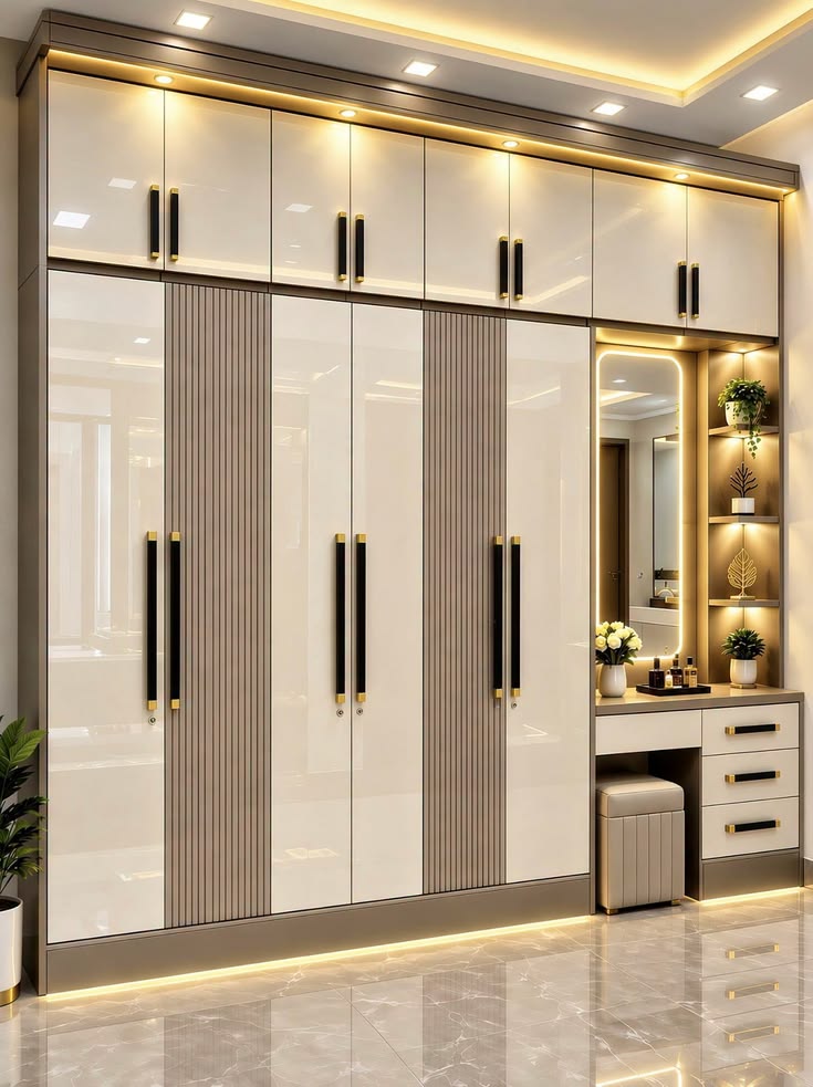 Decorative wall panel wardrobe area
