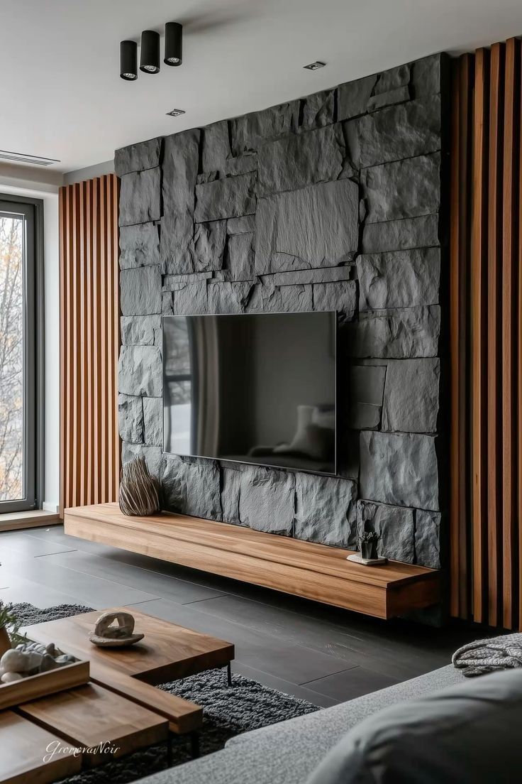 Luxury rock-effect wall panels for an elegant interior feature wall