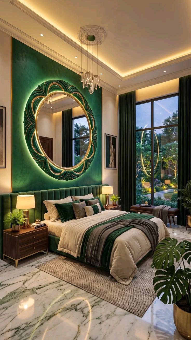 Contemporary interior with elegant mirror and refined decor