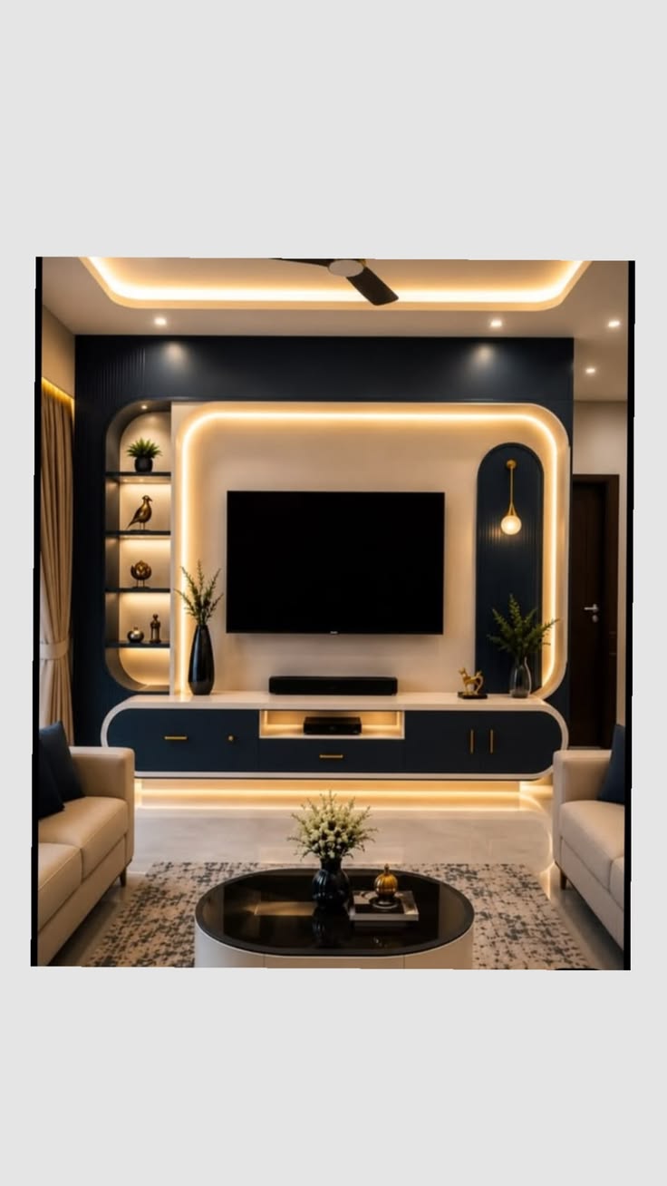 Contemporary living space with carefully planned interior design